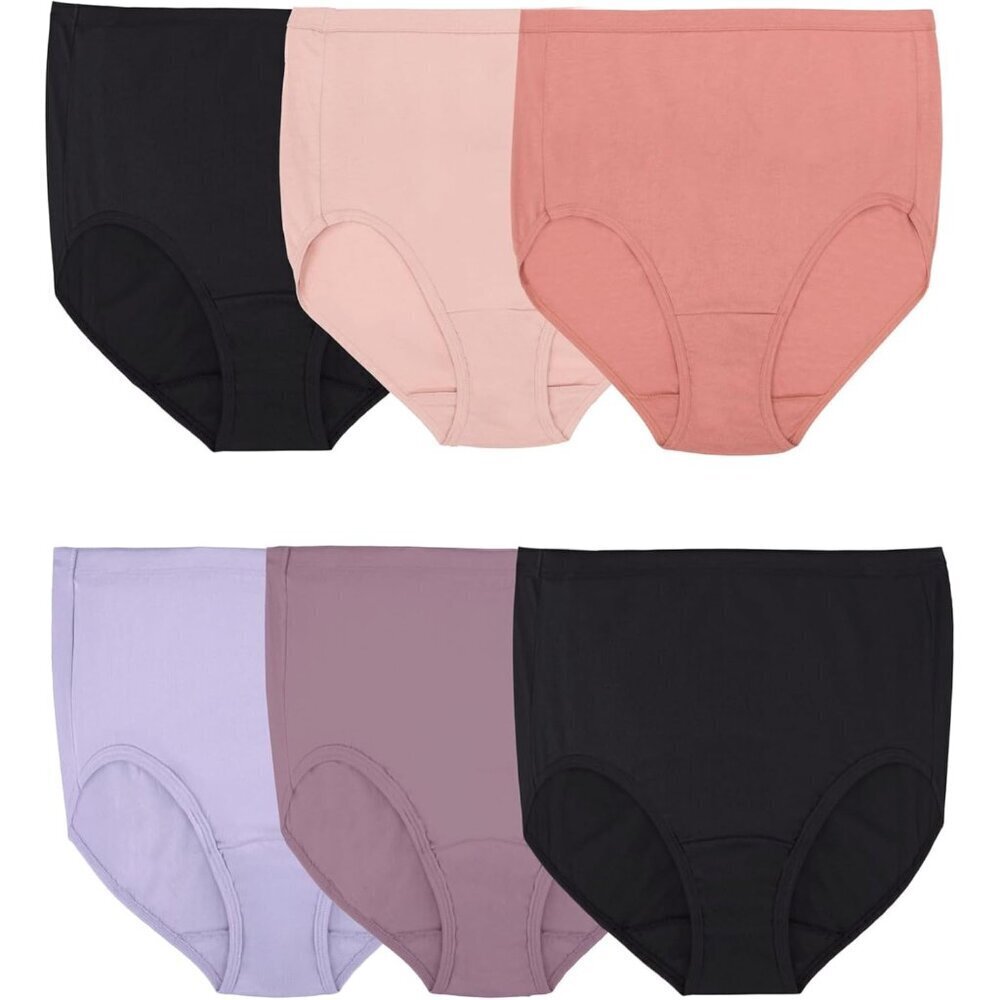 Women's Plus Size Cotton Brief Underwear 6 Pack Tag Free Breathable Comfort